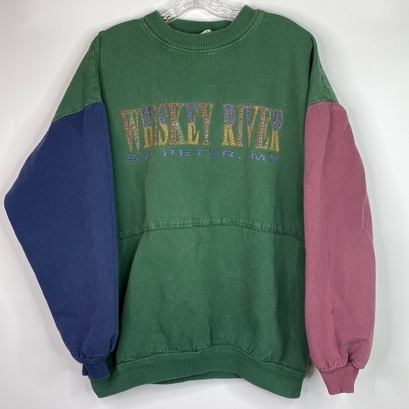 Vintage Gopher Sport Whiskey River St. Peter, MN Colorblock Sweatshirt Size 2 - Picture 1 of 6